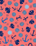 Nautical Anchor Leaf Circles Design Rug