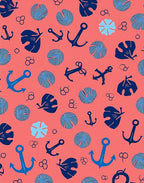 Nautical Anchor Leaf Circles Design Rug
