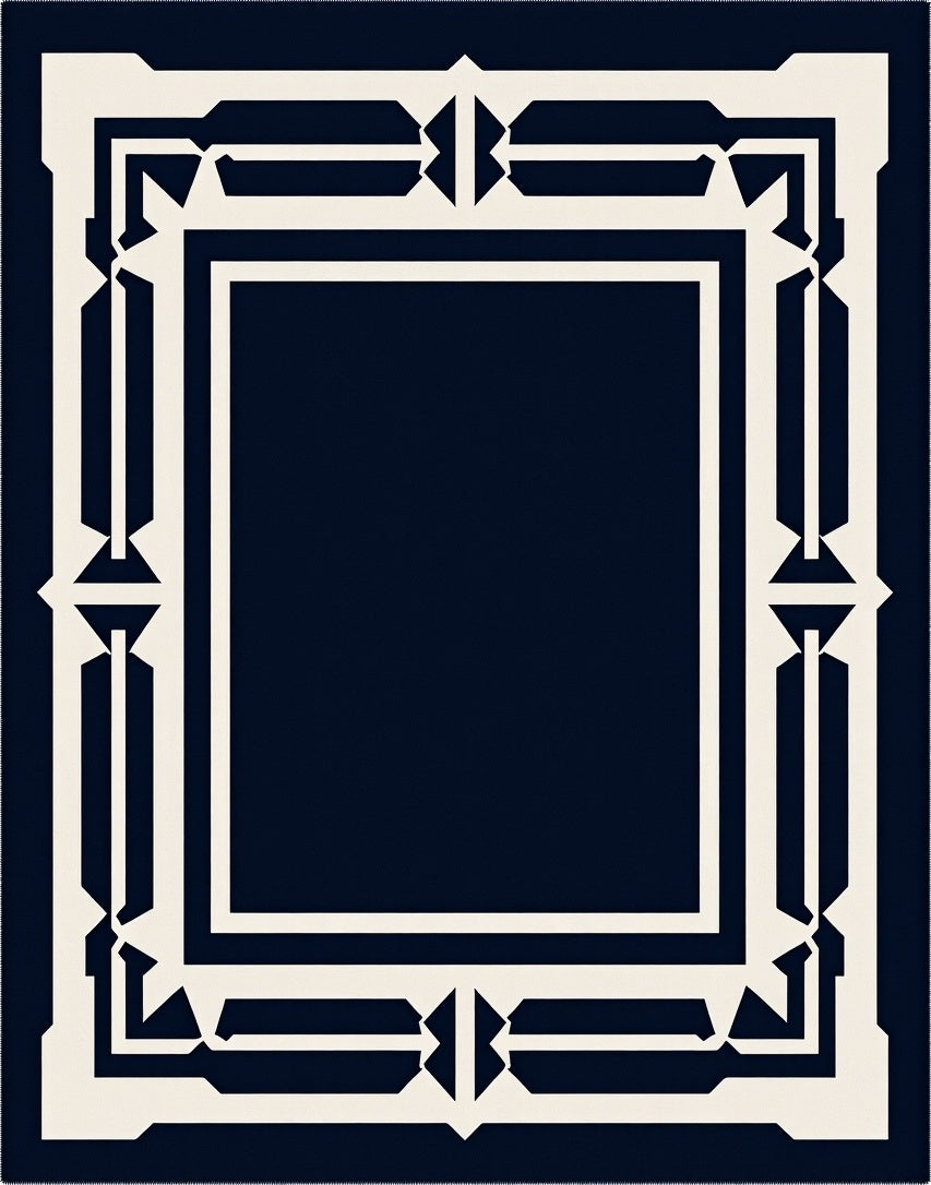 Bold Geometric Border Cream Rug