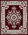 Ornate Floral Scrollwork Border Rug