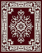 Ornate Floral Scrollwork Border Rug