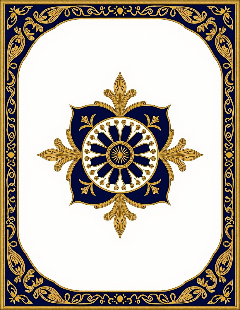 Ornate Floral And Border Design Rug