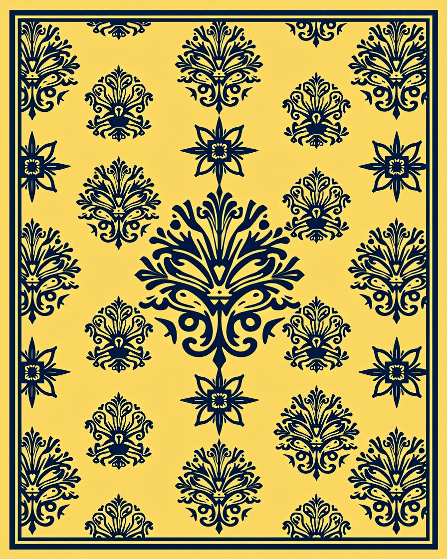 Classic Damask Floral Pattern Design Rug