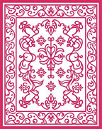 Vibrant Red Floral Scroll Pattern Design Rug