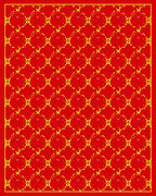 Red Gold Heart Pattern Rug