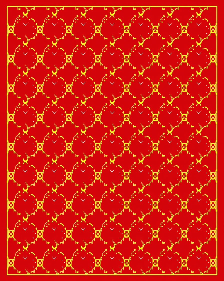 Red Gold Heart Pattern Rug
