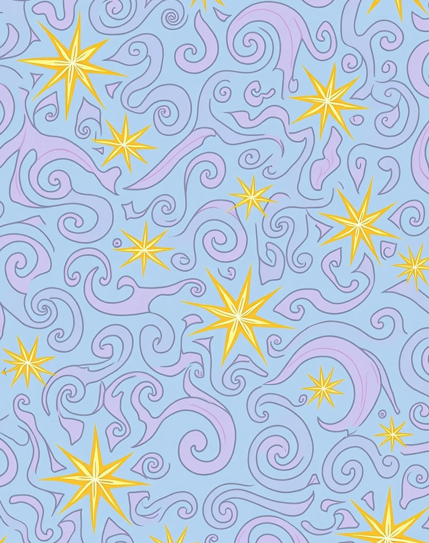 Whimsical Star Swirl Pattern Design Rug