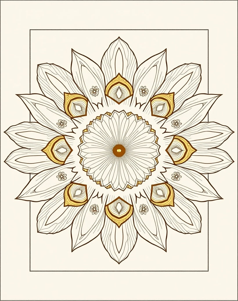 Mandala Floral Outline Abstract Pattern Rug