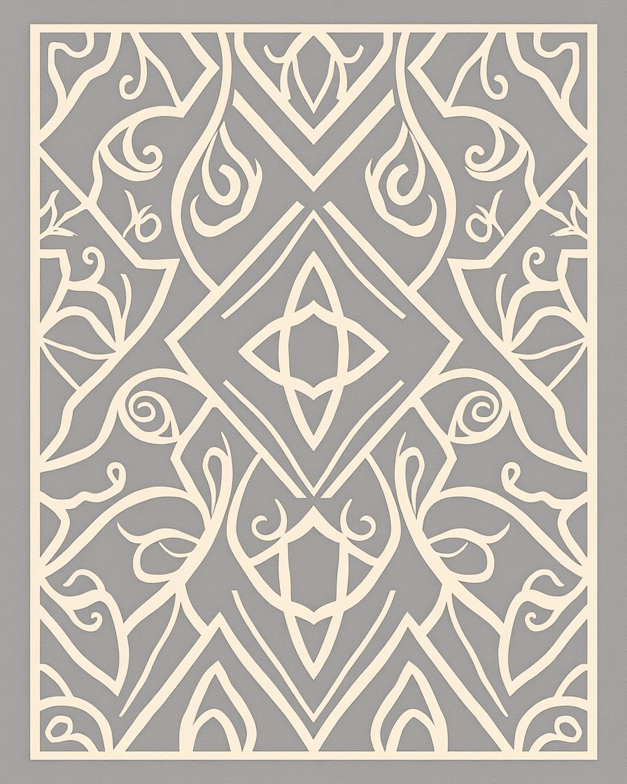 Art Deco Cream Swirl Pattern Rug