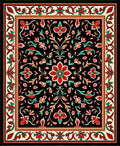 Intricate Floral Medallion Vine Pattern Rug
