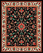 Intricate Floral Medallion Vine Pattern Rug