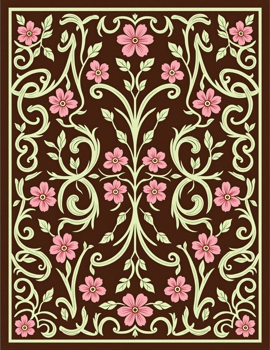 Floral Vine Classic Brown Rug