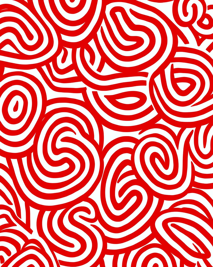 Bold Red Spiral Swirl Abstraction Rug