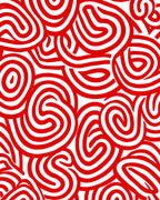 Bold Red Spiral Swirl Abstraction Rug