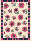 Floral Blossom With Dark Navy Border Rug