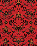 Ornate Red Black Gold Floral Pattern Rug