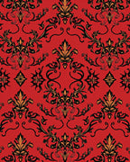 Ornate Red Black Gold Floral Pattern Rug