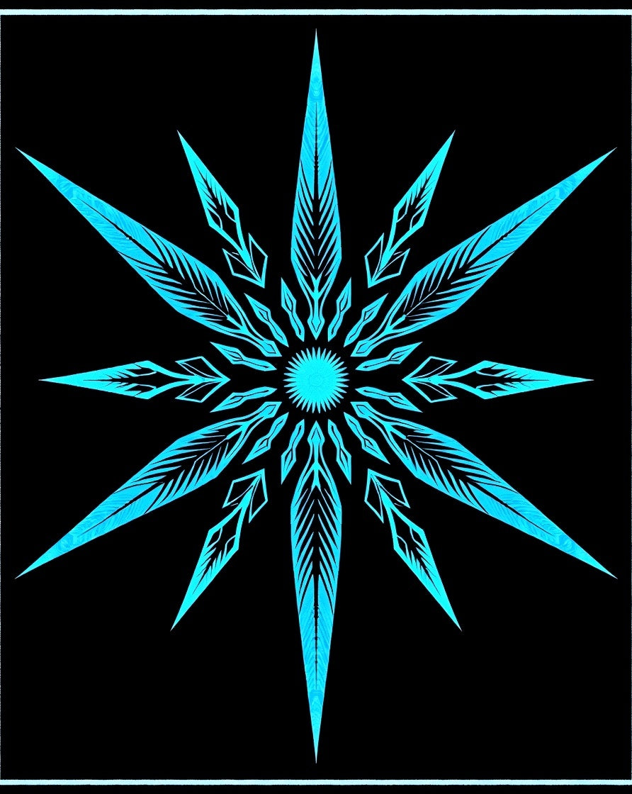 Bright Teal Starburst Mandala Rug