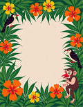 Tropical Jungle Birds and Monkey Design Rug