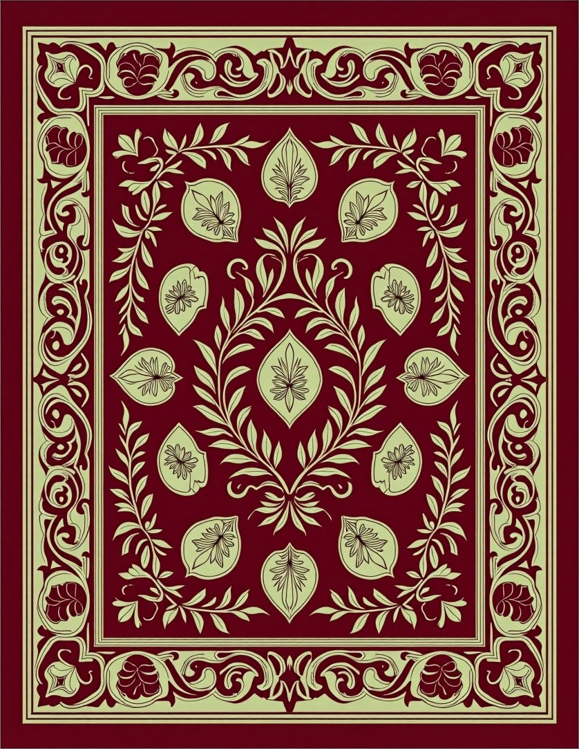 Ornate Floral Vine Patterned Rug