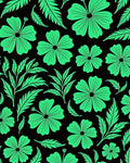Vibrant Green Floral Pattern Rug