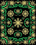 Black Snowflakes Green Scroll Border Rug