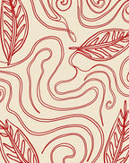 Red Leaf Swirl Modern Art Rug