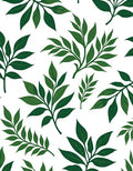 Lush Green Leaf Branch Pattern Rug