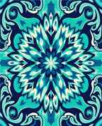 Vibrant Teal Blue Floral Mandala Pattern Rug