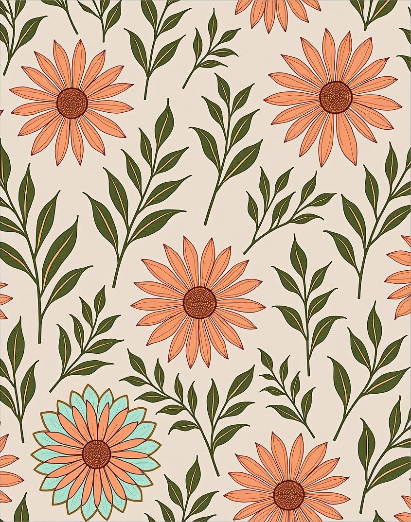 Floral And Leaf Pattern Design Rug