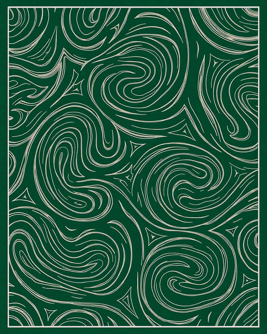 Dark Emerald Swirls Abstract Pattern Rug