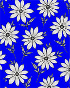 Bold White Flower Blue Pattern Rug