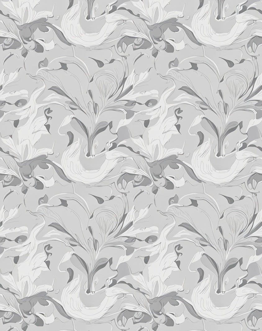 Monochromatic Floral Swirl Pattern Rug