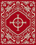 Crimson Floral Symmetry Design Rug