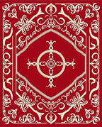 Crimson Floral Symmetry Design Rug