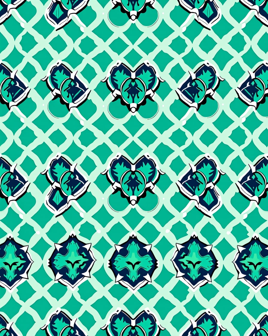 Ornate Emerald Teal Pattern Rug