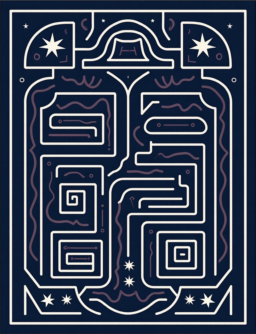 Celestial Geometric Maze Pattern Design Rug