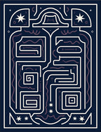 Celestial Geometric Maze Pattern Design Rug