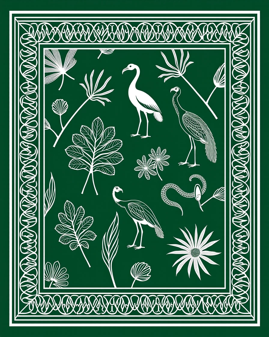 Nature Scene Bird Botanical Pattern Rug
