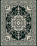 Elaborate Floral Scrollwork Medallion Design Rug
