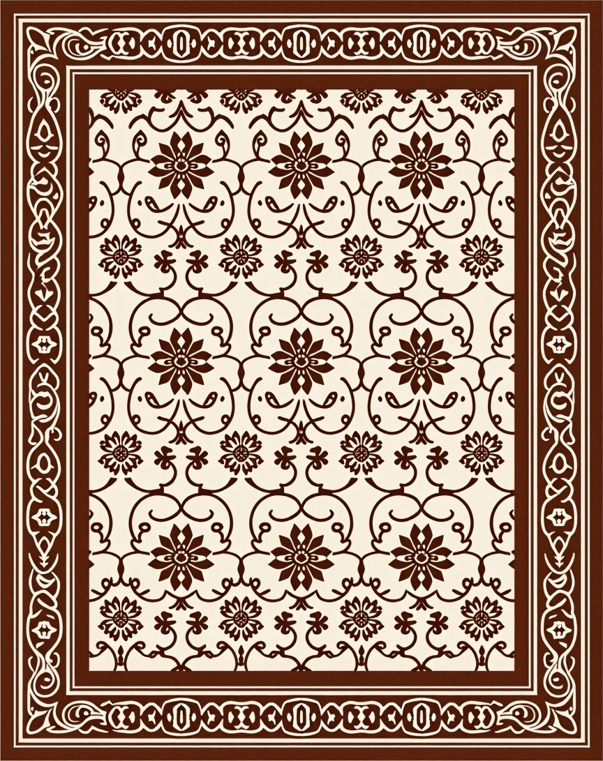 Ornate Floral Vines Pattern Rug