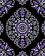 Mandala Pattern Black Purple White Rug