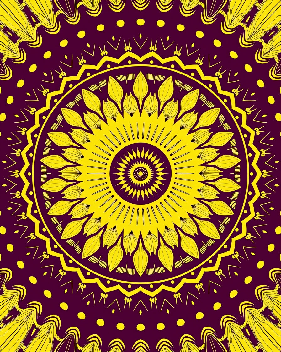 Bold Yellow Sunflower Mandala Design Rug