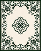 Ornate Floral Leaf Scrollwork Pattern Rug