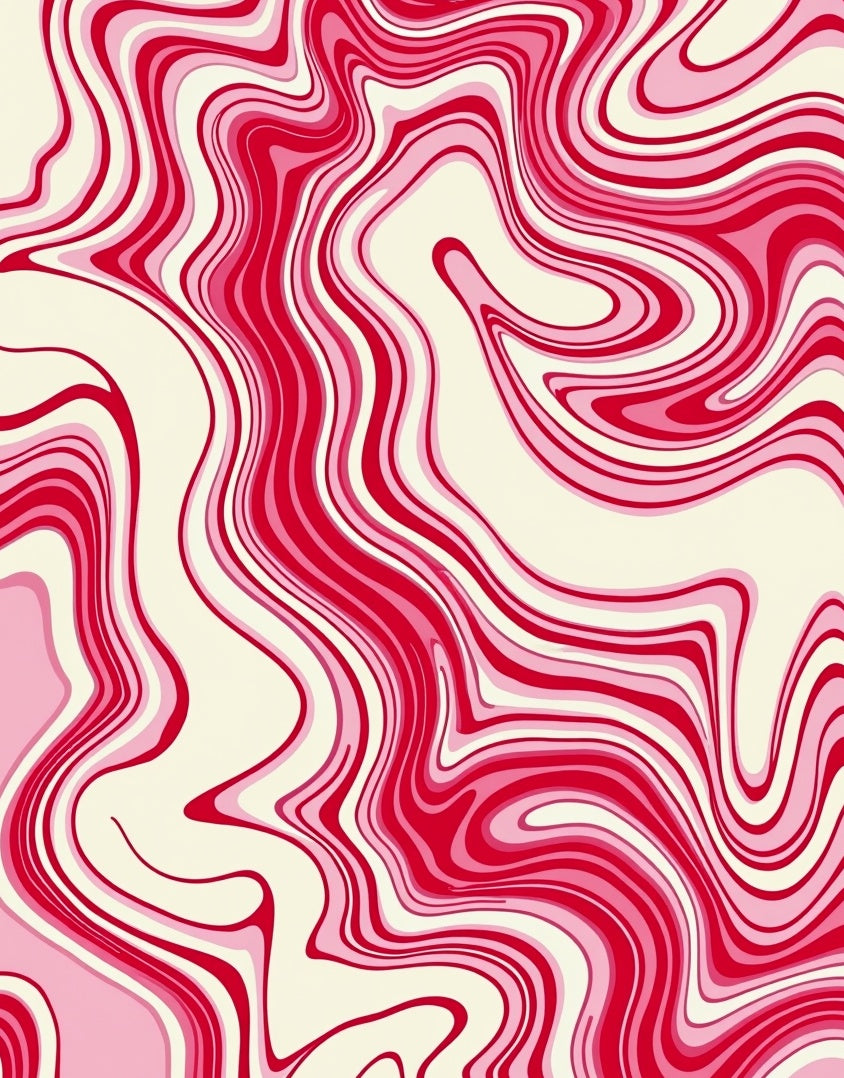 Swirling Shades Red Cream Pattern Rug