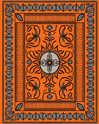 Orange Abstract Floral Border Design Rug