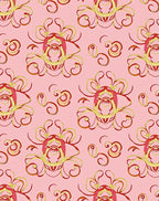 Ornate Pink Floral Swirl Pattern Rug