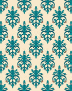 Teal Vintage Floral Damask Pattern Rug