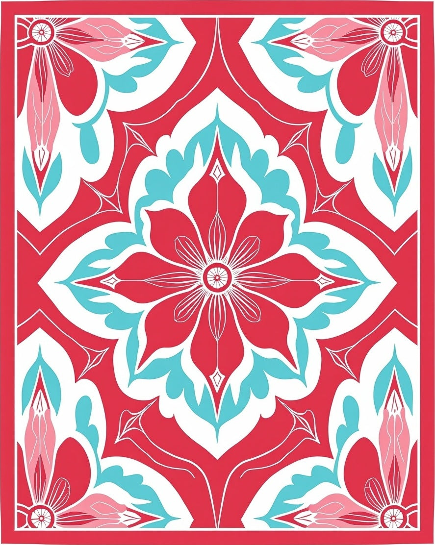 Vibrant Floral Mandala Pattern Rug