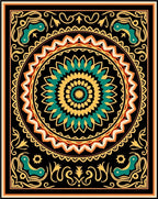 Intricate Mandala Patterned Jewel Tones Rug